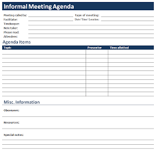 Ms Word Informal Meeting Agenda Office Templates Online