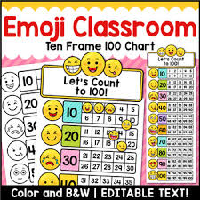 Emoji Ten Frame 100 Chart Editable Classroom Decor