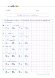 number patterns and sequences worksheets