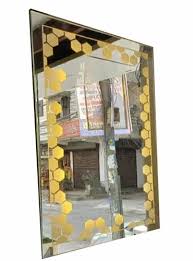 Glass Glossy Printed Border Wall Mirror