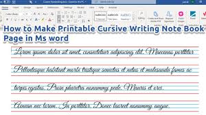 cursive writing in ms word