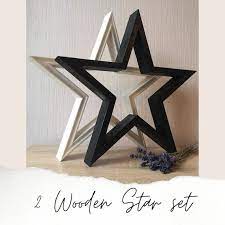 Decor Nursery Barn Stars Two Wooden