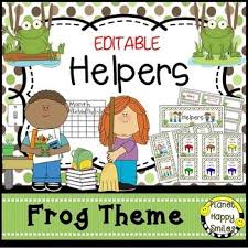 Classroom Helper Jobs Editable Froggy Theme Planet