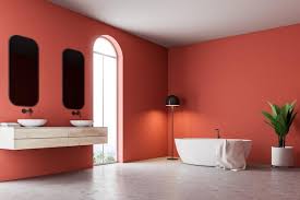 Minimalistic Red Bathroom Corner With A