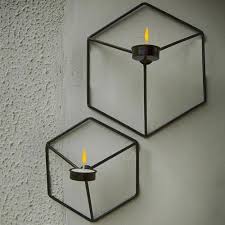 Wall Mount Black Metal Candle Holder