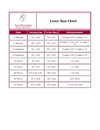 Linen Size Chart What Size Table Cloth Fits What Size Table