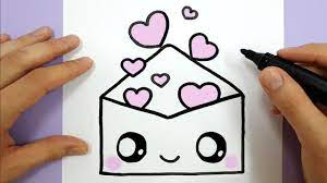how to draw a cute envelope with love