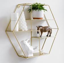 Gold Hexagon Floating Shelves Large