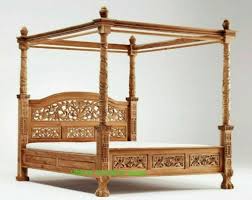 wooden carved four poster bed indian