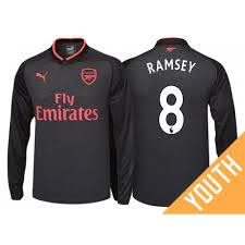 His jersey number is 8. Youth Aaron Ramsey 8 Arsenal Black Third 2017 18 Authentic Long Shirt