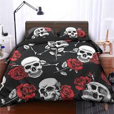 rose flower sugar skull bed sheets