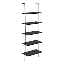 Black Metal 5 Shelf Ladder Bookcase