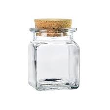 Cork Lids Mini Transpa Squared Jars