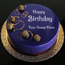 happy birthday royal blue designer cake