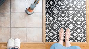 how to paint tile floors with a stencil