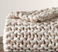 Pottery barn roberts diamond knit throw 50 x 60 sage green potterybarn fringe. Chunky Handknit Throw Pottery Barn