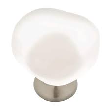 White And Satin Nickel Cabinet Knob