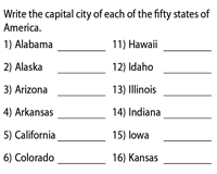 Printable worksheets, maps, and games for teaching students about the 50 states. 50 States Worksheets States And Capitals Of U S