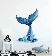 Whale Tail Breach Wall Decal Watercolor