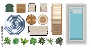 Outdoor Furniture Top View Icons For