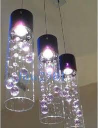 New Modern 3 Lights Glass Bubble Purple Crystal Ceiling Lighting Pendant Lamp Crystal Pendant Lighting Ball Pendant Lighting Ceiling Pendant Lights