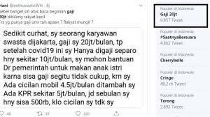 We did not find results for: Viral Curhat Karyawan Yang Gajinya Rp20 Juta Dipotong 50 Mengaku Rakyat Kecil Hingga Minta Bansos Halaman 2 Tribun Jakarta
