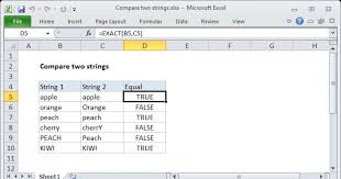 Compare Two Strings Excel Formula