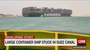 A massive container ship got stuck in the suez canal and blocked all traffic in the important waterway for more than a day. Uifbotlfhd39m