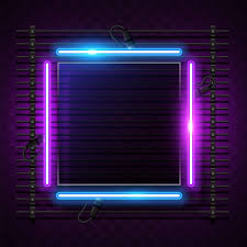 vector square purple neon banner design