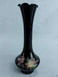 Vintage Black Amethyst Glass Vase Hand