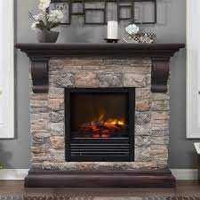 Electric Faux Stone Fireplace