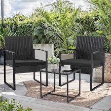 Cushioned Rattan Porch Chairs Set