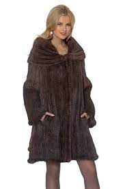 Knitted Mink Coat Large Cape Collar