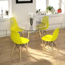Select your table shape and then narrow down though heights and appropriate chair sizes. Glass Round Dining Table And 4 Yellow Chairs Set Small Glass Table Home Kitchen 48 90 Picclick Uk