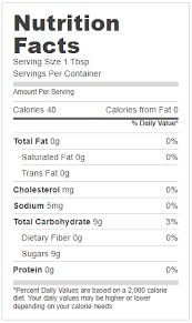 nutrition labels balsamic vinegars