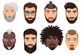 colorful cartoon hipsters bearded men