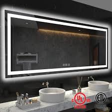 toolkiss 72 in w x 36 in h frameless rectangular anti fog led light wall bathroom vanity mirror with backlit and front light