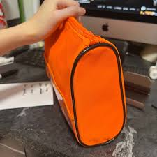 neon orange toiletry bag pouch women