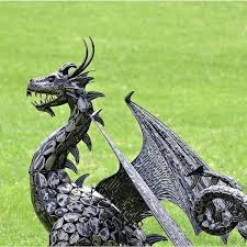 iron dragon garden statue
