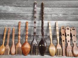Spoons 60s 70s Vintage Tiki Wood