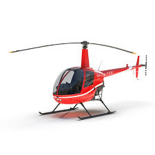 3d model helicopter robinson r22 red