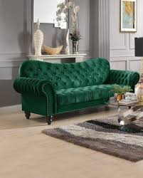 Green Velvet Traditional Sofa Classic