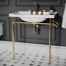 Gold Wall Mount Console Sink Base Brass