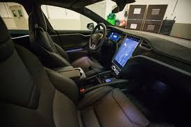 Tesla model s custom leather interior in bentley linen with gloss carbon fiber dashboard by t sportline. Car Interior Model