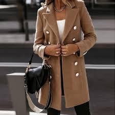 Womens Wool Trench Coat Long Jacket