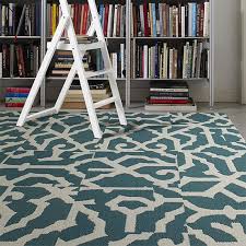 geometric pattern teal carpet tile
