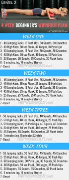 4 Week Beginners Workout Plan Level 2 No Gym Workouts