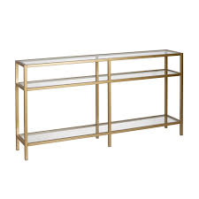 Brass Metal Glass Console Table