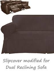 Dual Reclining Sofa Slipcover Twill