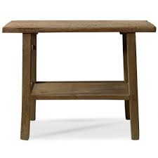 Antique Elm Console Table With Shelf